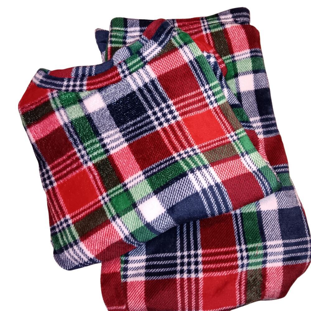 EUC Joyspun 3X Red Green Navy White Plaid Pajama Set COZY!